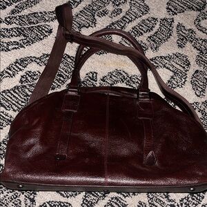 Elegant Brown Leather Duffel Bag